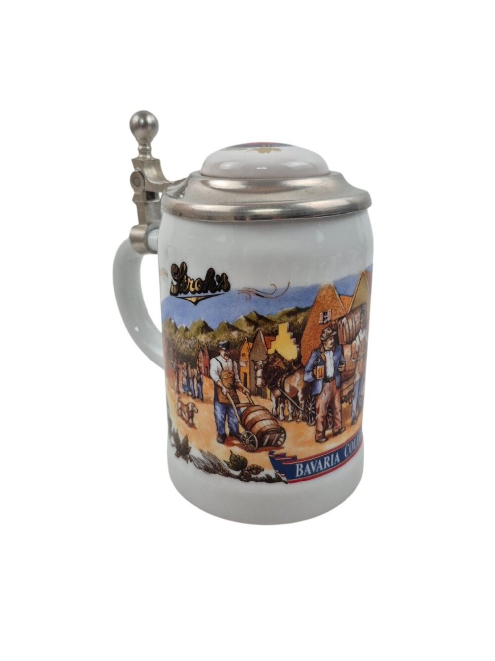 Stroh's Beer Stein Bavaria Collection II 16853 Ceramic Pewter Lid CUI 1991